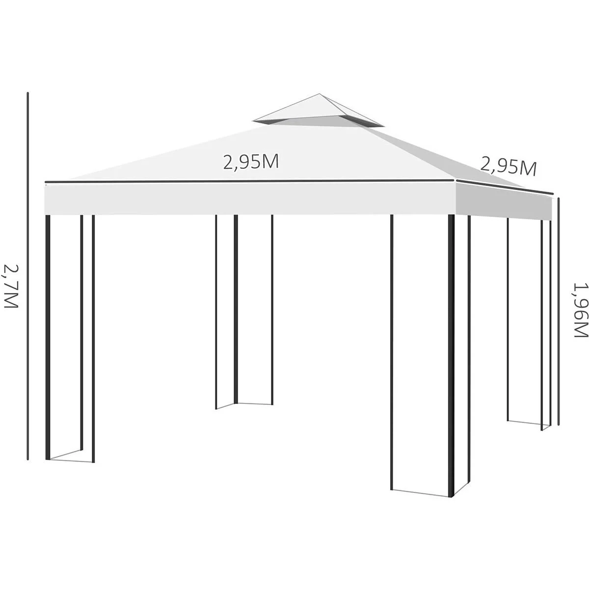 Gartenpavillon mit Blatt-Design Pavillon 2,95 x 2,95 m stahlrahmen Doppeldach atmungsaktiv Partyzelt Festzelt Polyester - 5