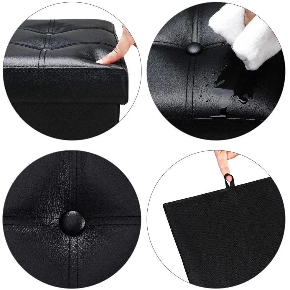 Klappbarer Hocker mit Ablage schwarz 38x38x38 cm - 5