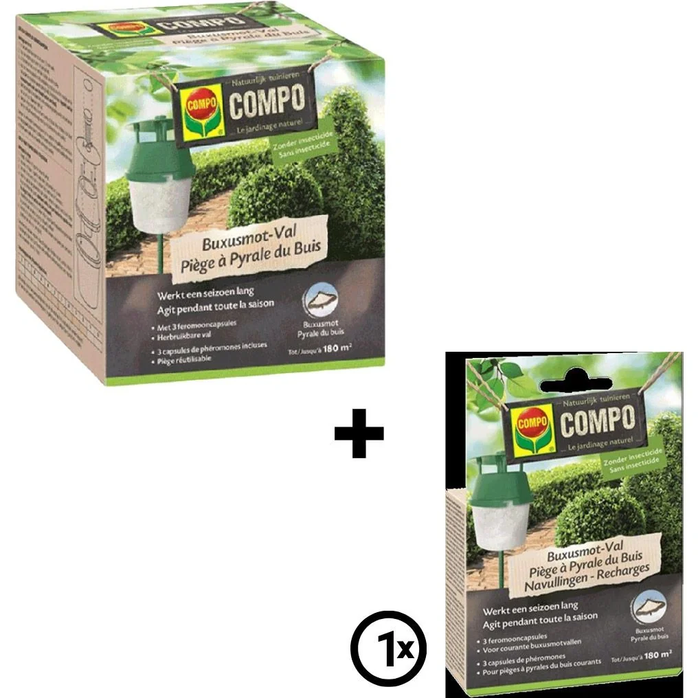 BIO Buxus Mottenfalle - 1 STUK - inkl. Box Mottenfalle Nachfüllpackung 3 Stück - 1