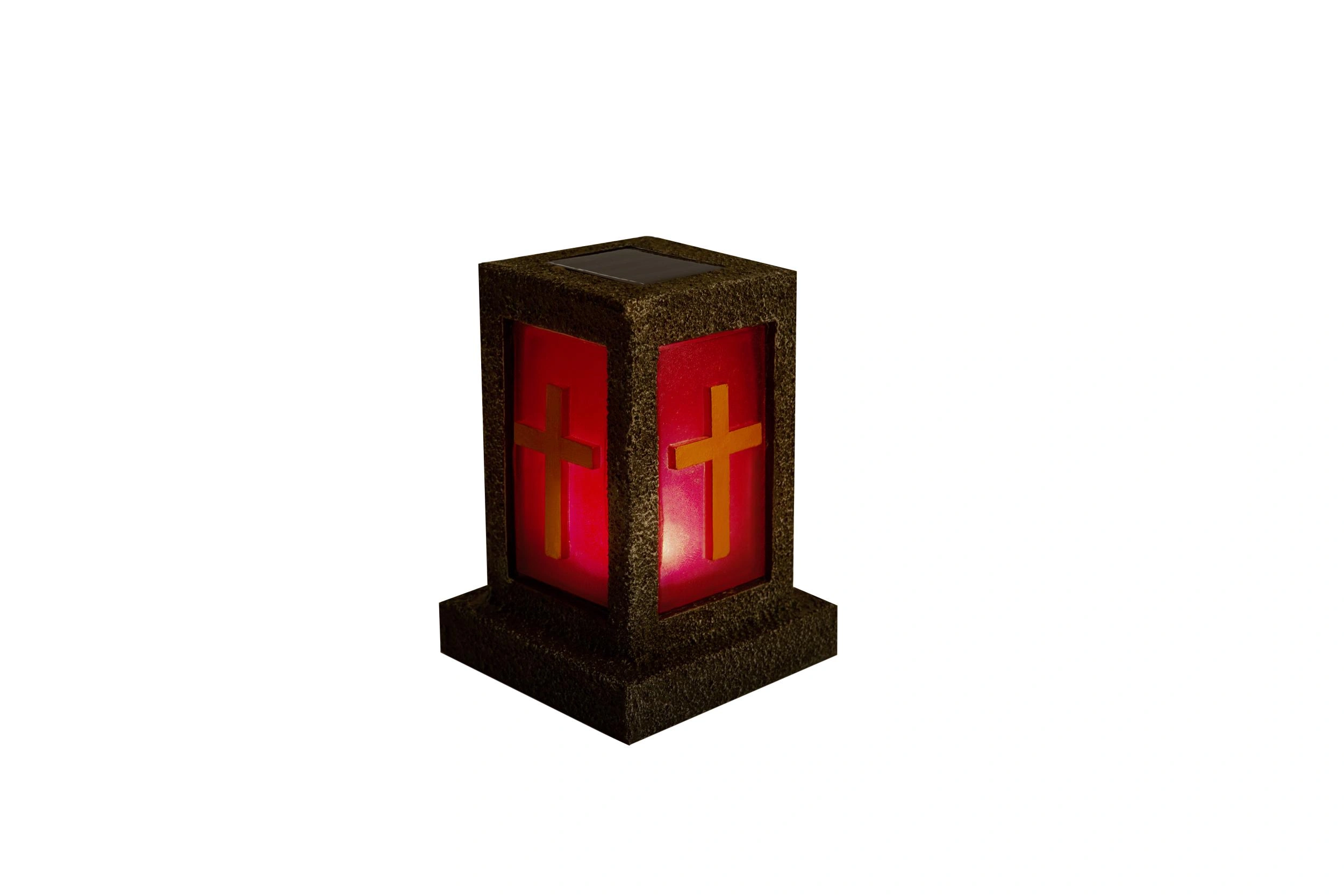 Solar LED Grablicht Polyresin mit Kreuz und Timer - 3