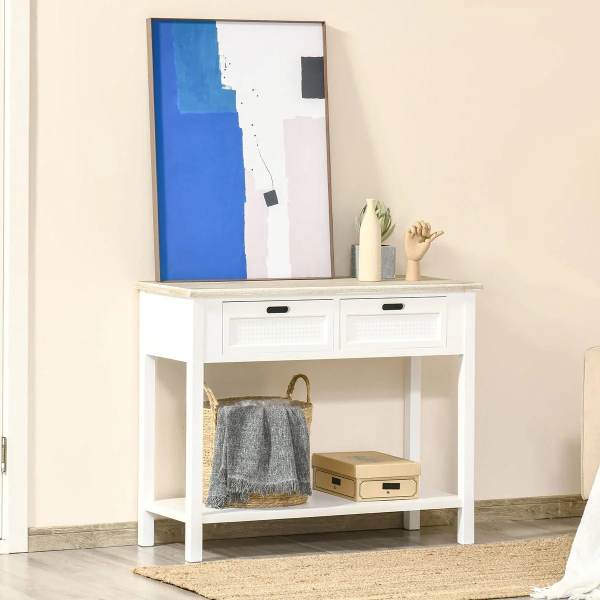 Konsolentisch mit 2 Schubladen 100 cm x 40 cm x 80 cm - 4