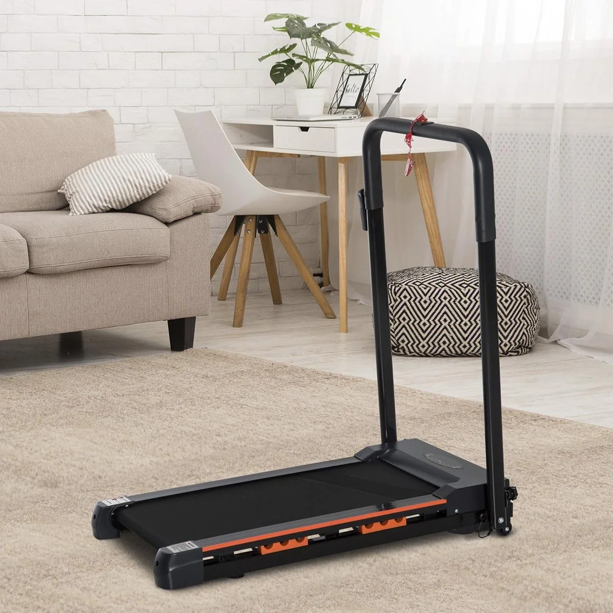 Elektrisches Laufband mit LCD Display, Faltbares Fitnessgerät, 1-6 Km/h, Stahl, Schwarz, 54 x 101 x 105 cm - 4