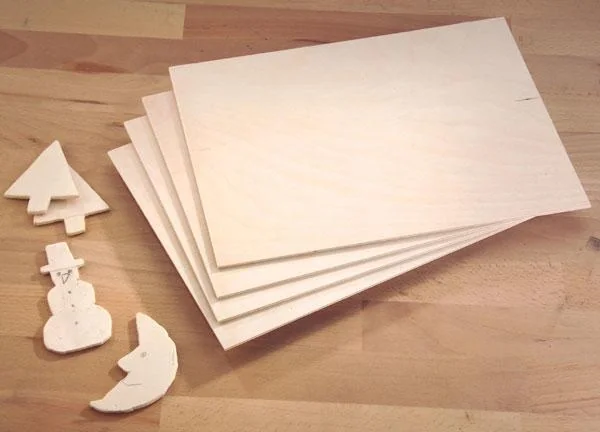 Sperrholzbrettchen Sortiment A4, 3,2-3,7mm dick für Laubsägearbeiten - 1