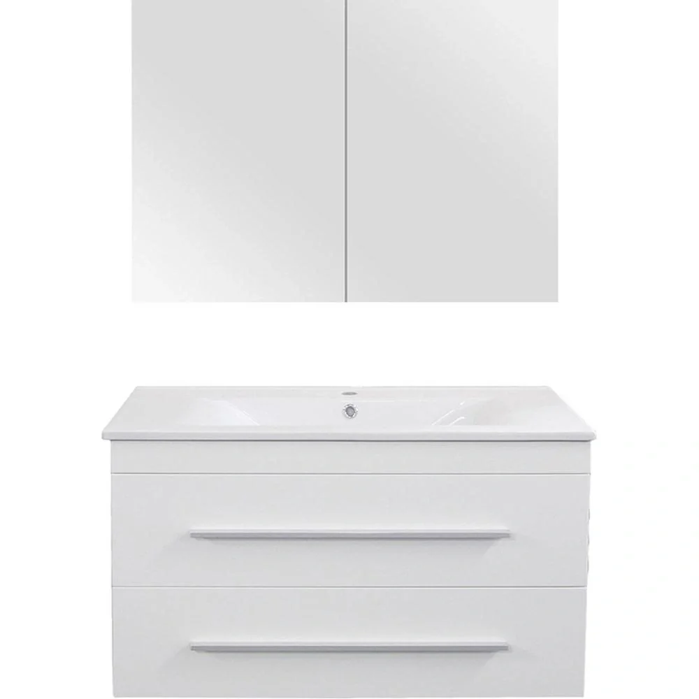 Badezimmermöbel Style 90cm - Mat Weiss - 3