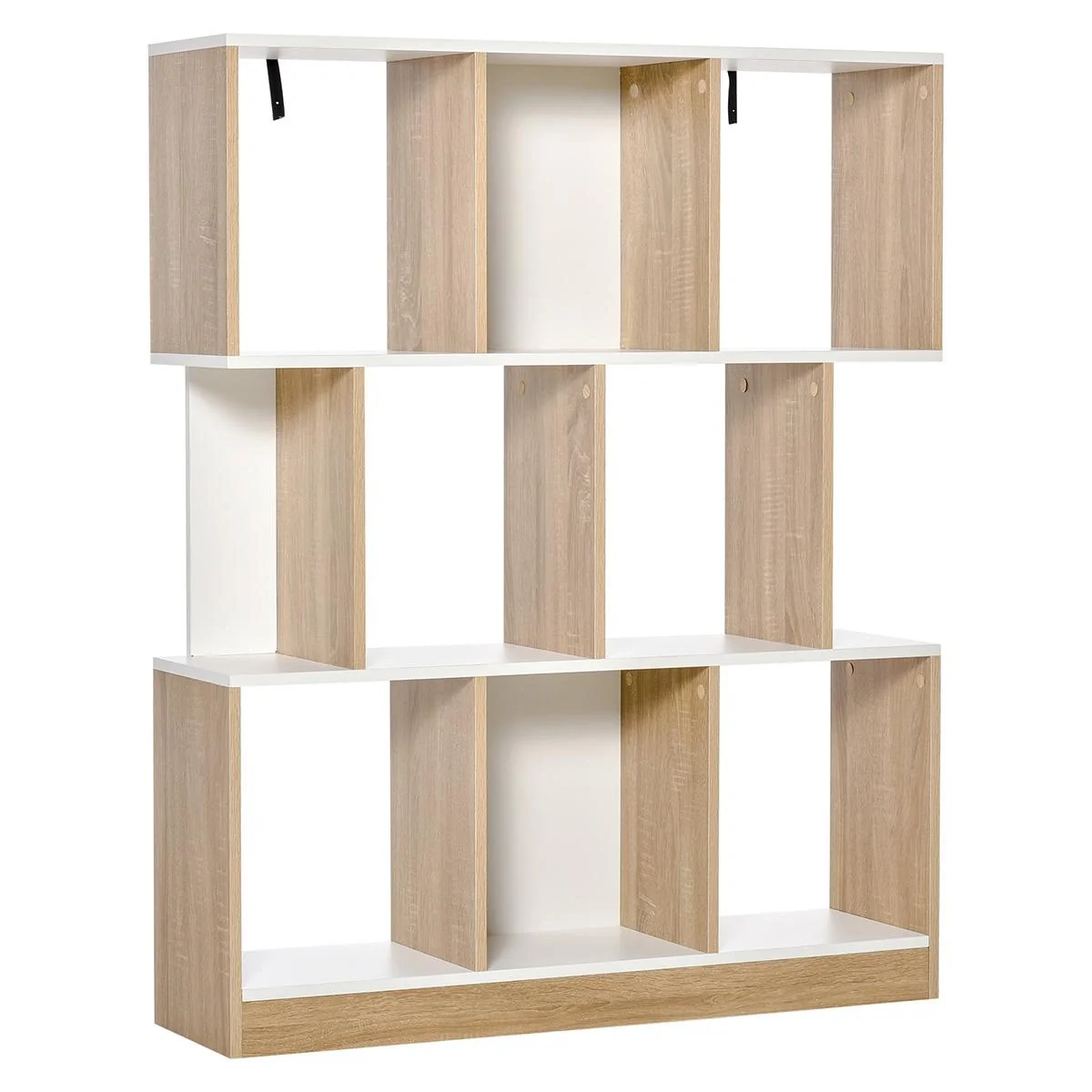 Bücherregal Standregal Büroregal Aktenregal für Büro Wohnzimmer Arbeitszimmer Spanplatte Natur+Weiß 100 x 24 x 124 cm - 4