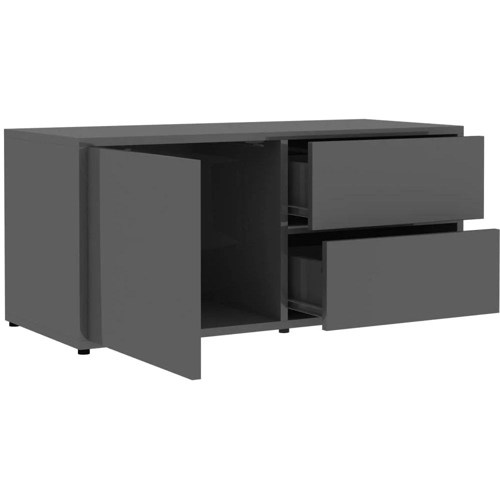 TV-Schrank 80x34x36 cm Spanplatte hochglänzend grau - 6