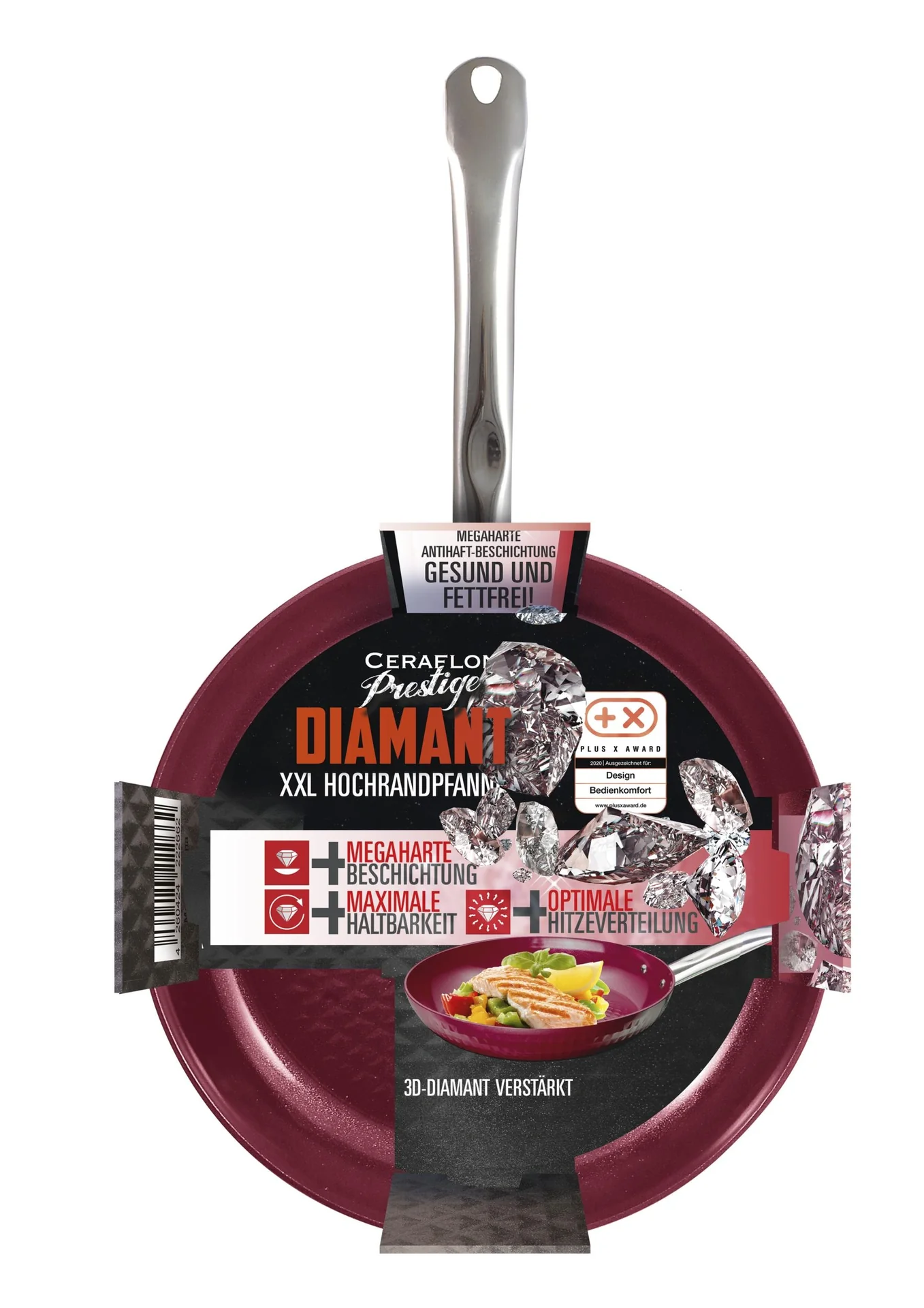 Pfannenset Ceraflon Prestige Diamant XXL Antihaft, 3 teilig Magenta - Ø 20 cm / 24 cm/ 28 cm - 2