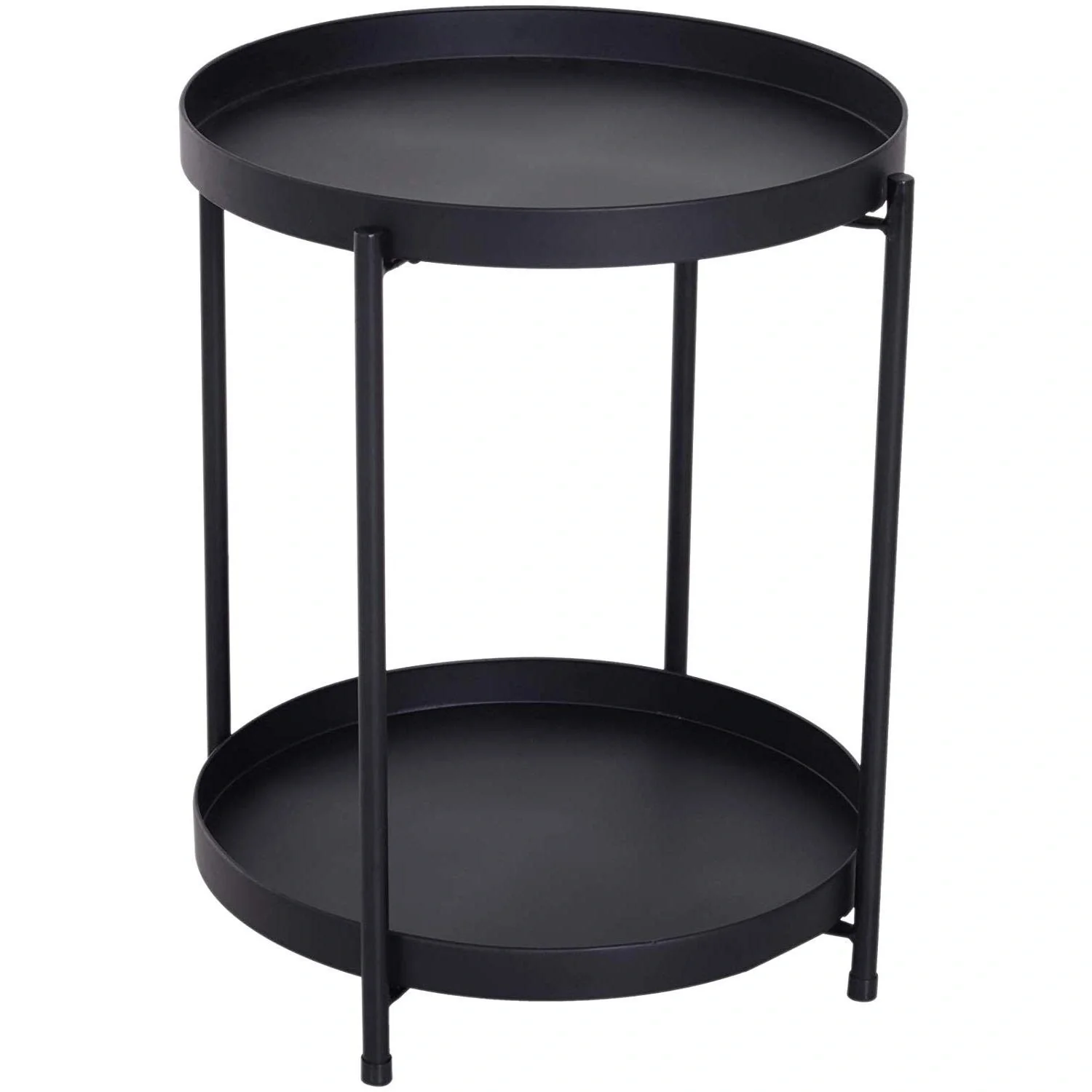 Beistelltisch Kaffeetisch Couchtisch Tablett Metall Schwarz Ø51 x 65 cm - 5