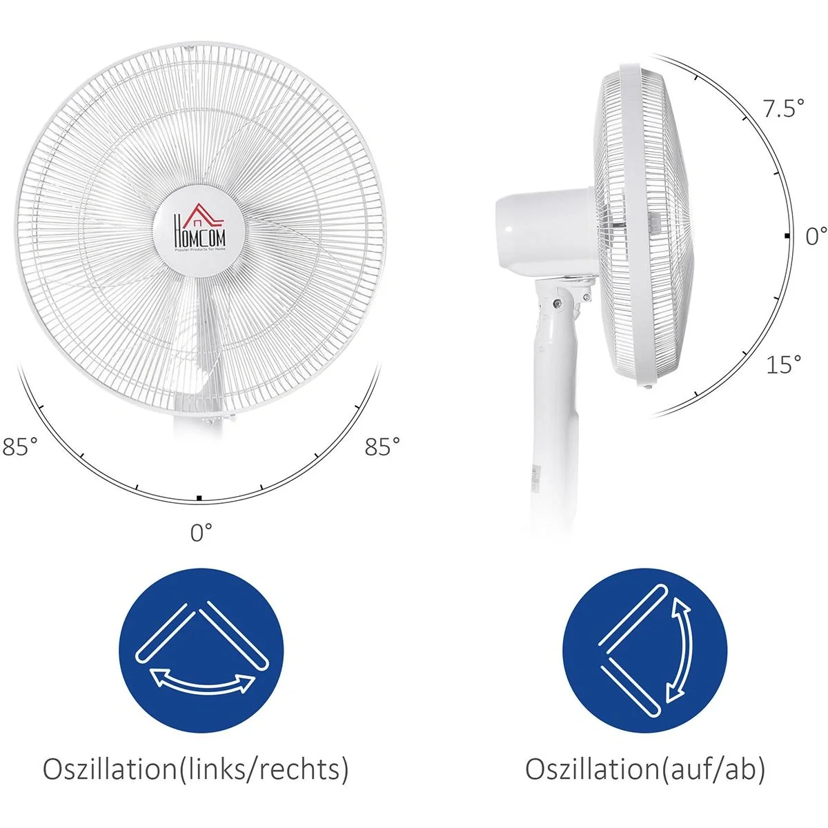 Standventilator mit 3 Belüftungsstufen schwarz/weiß - 10