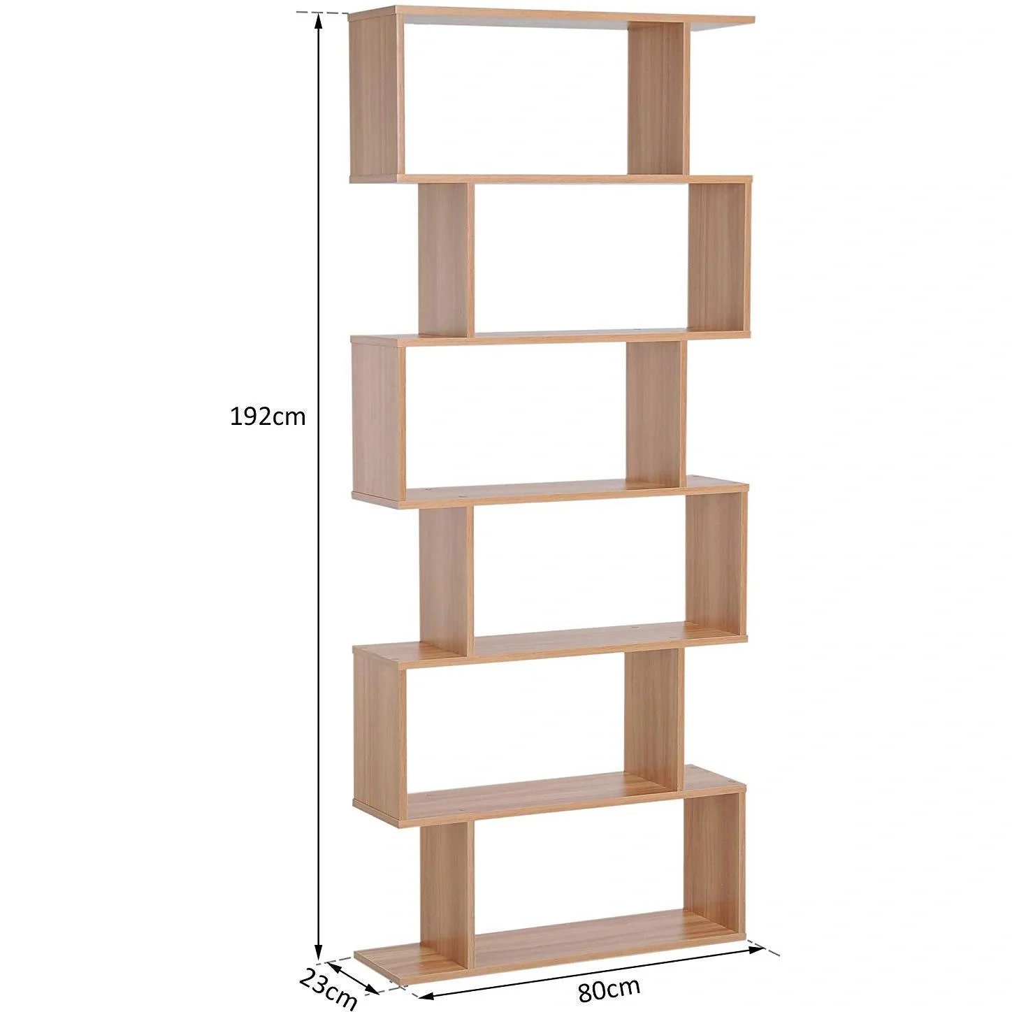 Bücherregal Wandregal Raumteiler mit 6 Fächern Ahorn - 4