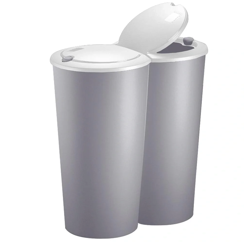 Doppeleimer für die Mülltrennung - Kunststoff grau 2x25L - 10