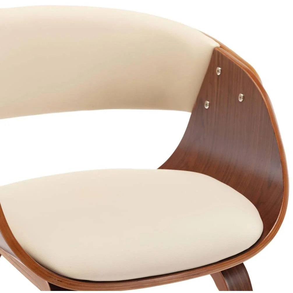 Esszimmerstuhl gebogenes Holz und Kunstleder creme - 6