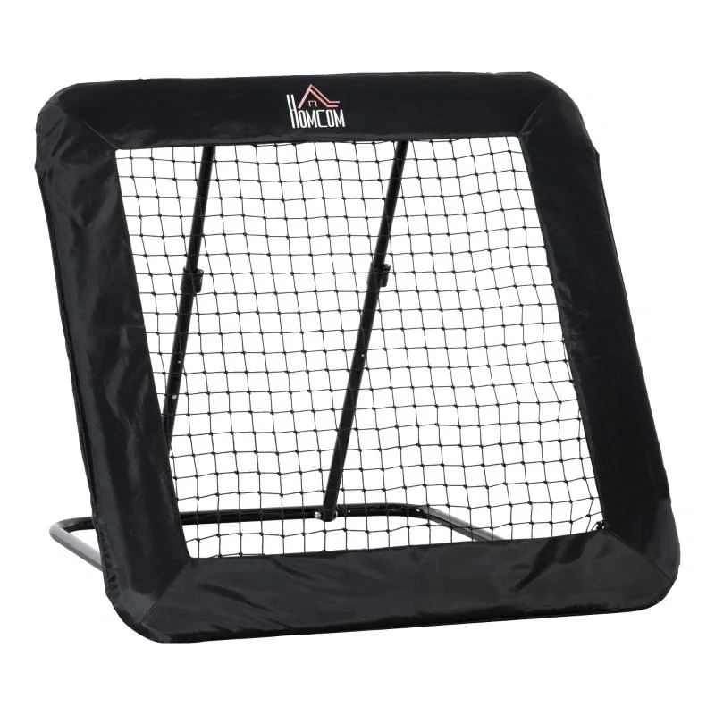 Fußball Rebounder faltbar für Baseball Basketball Volleyball einstellbar Stahl Schwarz 128 x 118 x 108-120 cm - 1