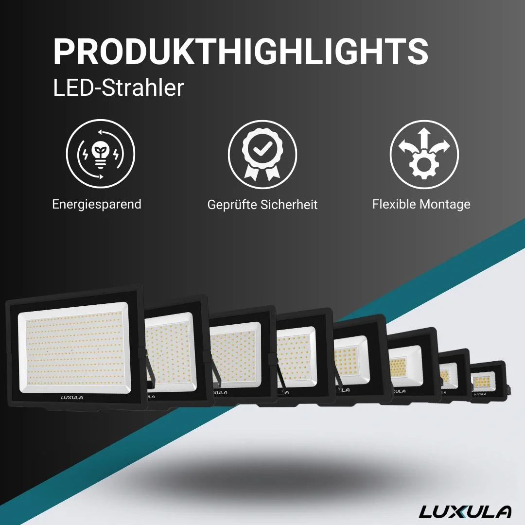 LED-Fluter in schwarz bietet 200 W, 4000 K (neutralweiß), 20000 lm & IP65 Schutz - 3