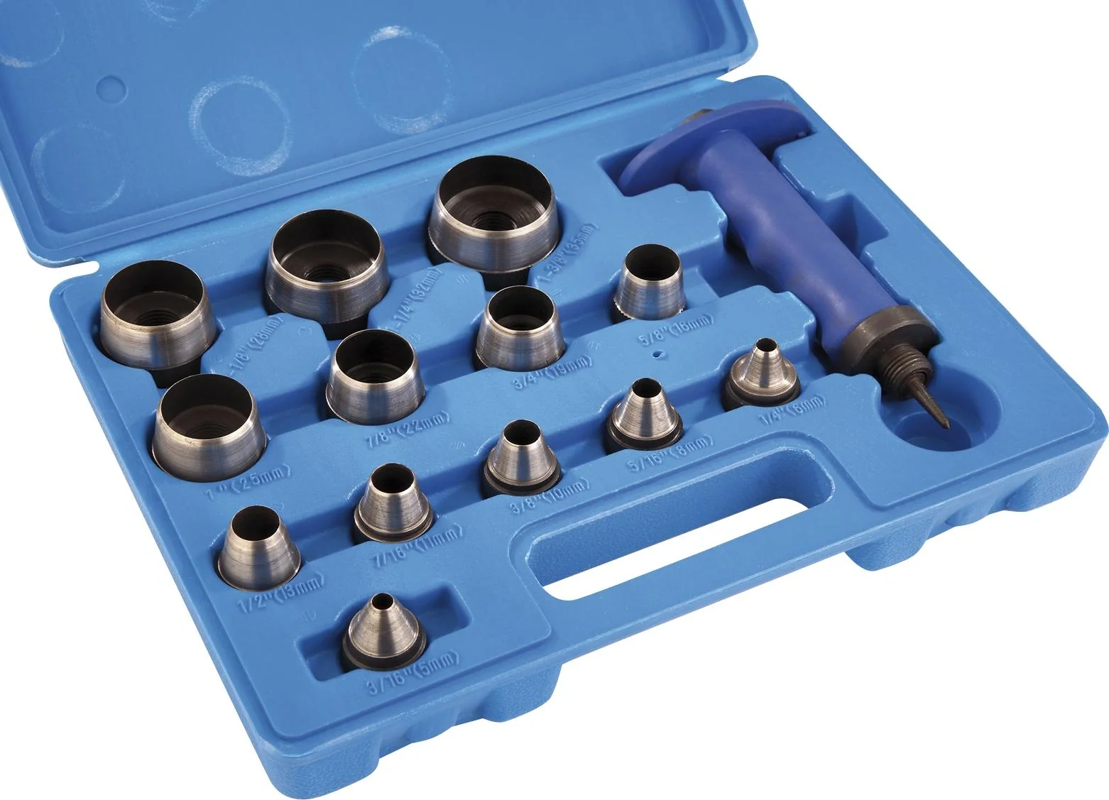 Locheisen Satz 14-teilig mit Zentrierdorn 5-35 mm - 3