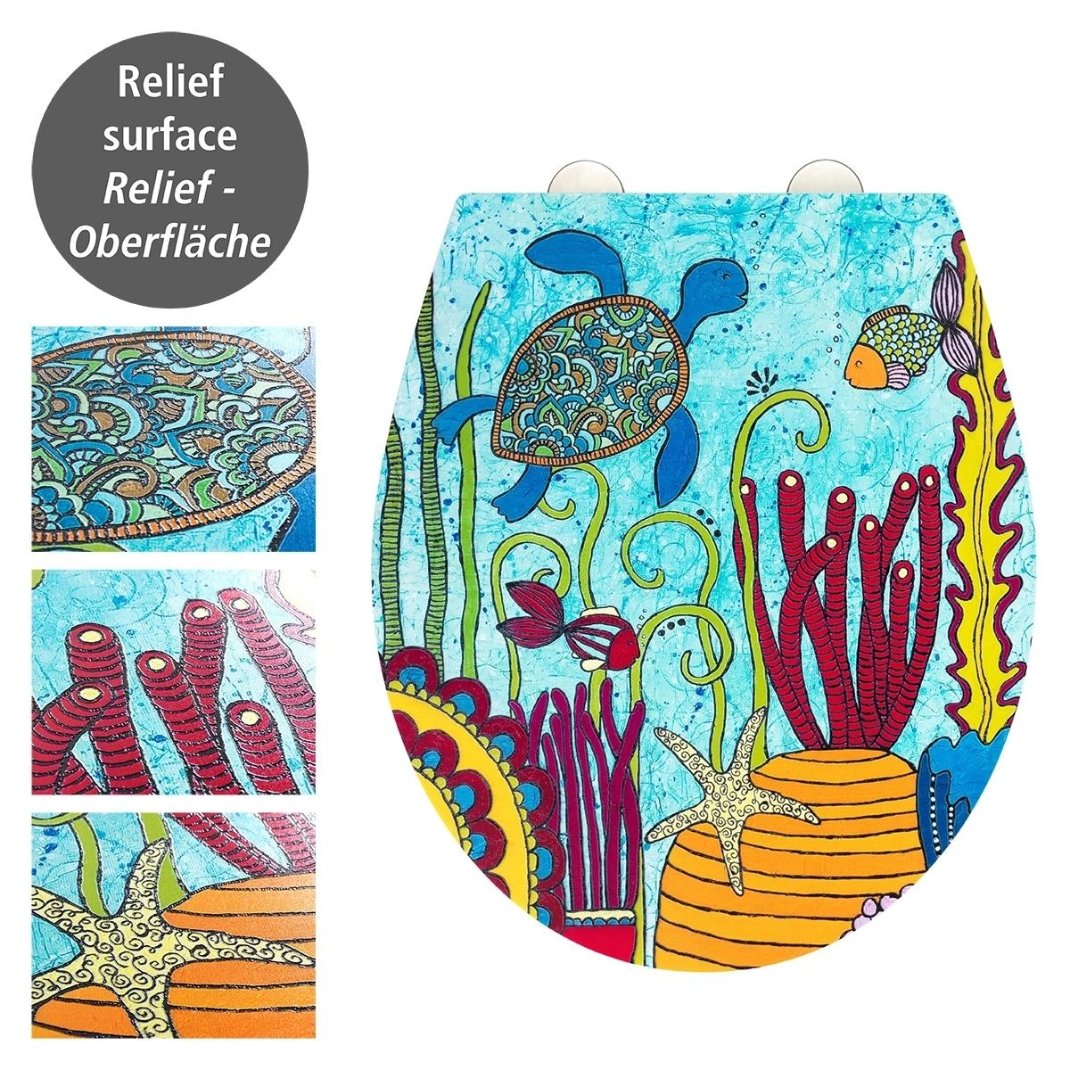 WC-Sitz Under Water, Rollin'Art Toilettensitz mit Relief Oberfläche und Absenkautomatik - 4