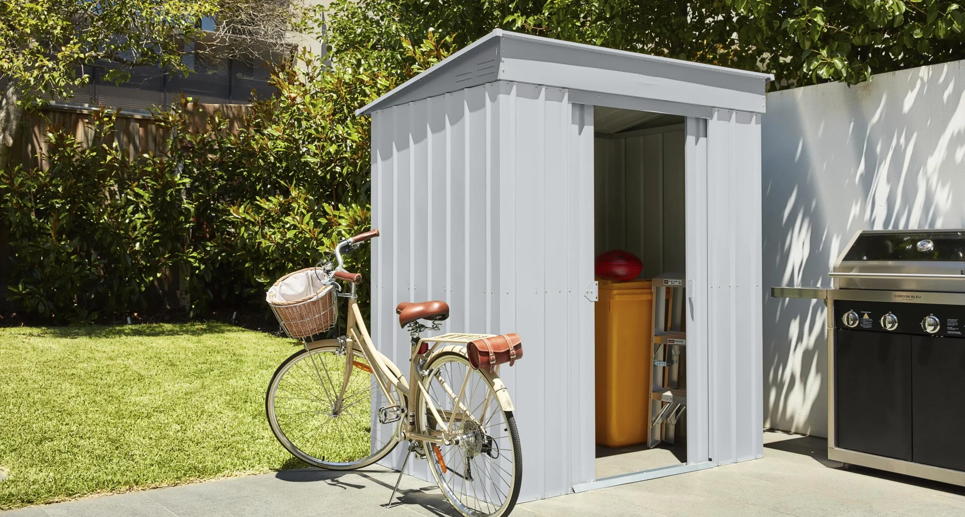 Gerätehaus Pultdach Skillion 64, Silber Metallic - 12