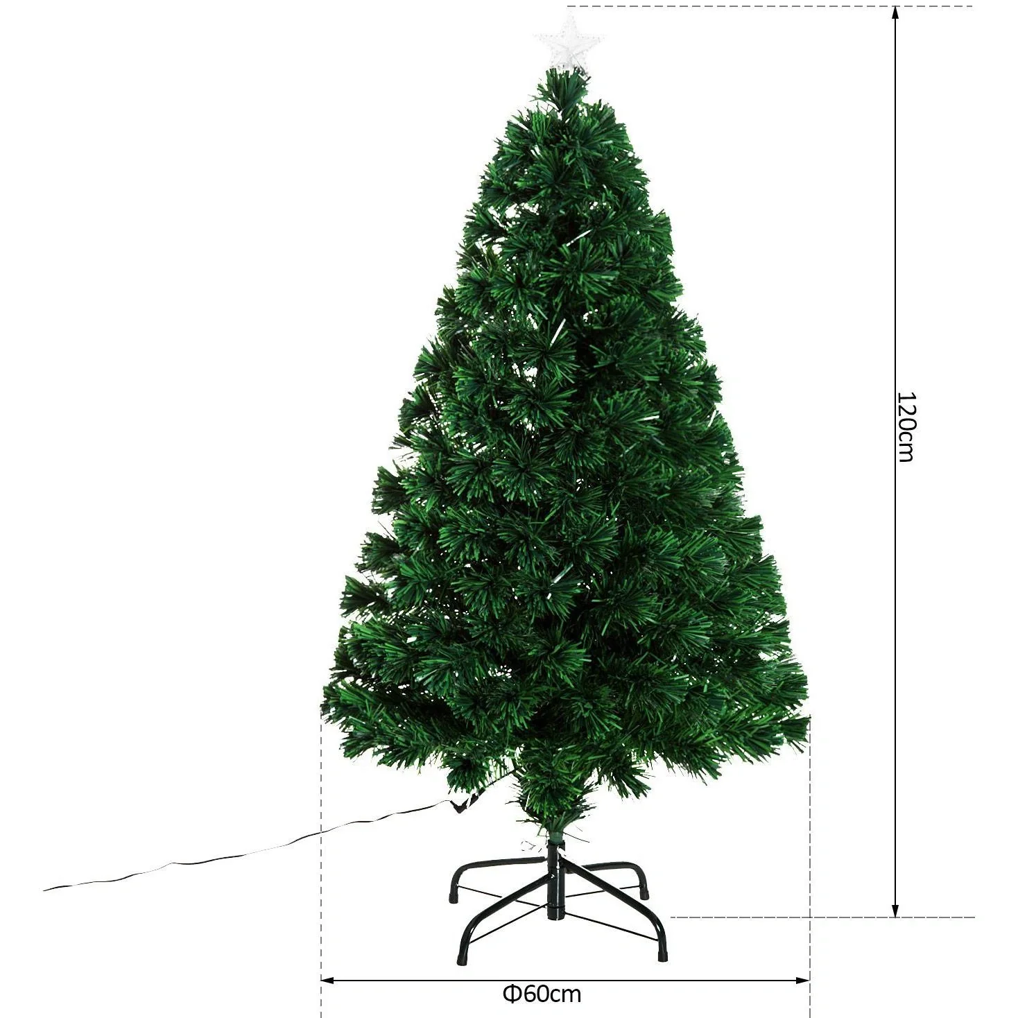 Weihnachtsbaum mit Ständer Lichtfaser 120cm Grün - 6