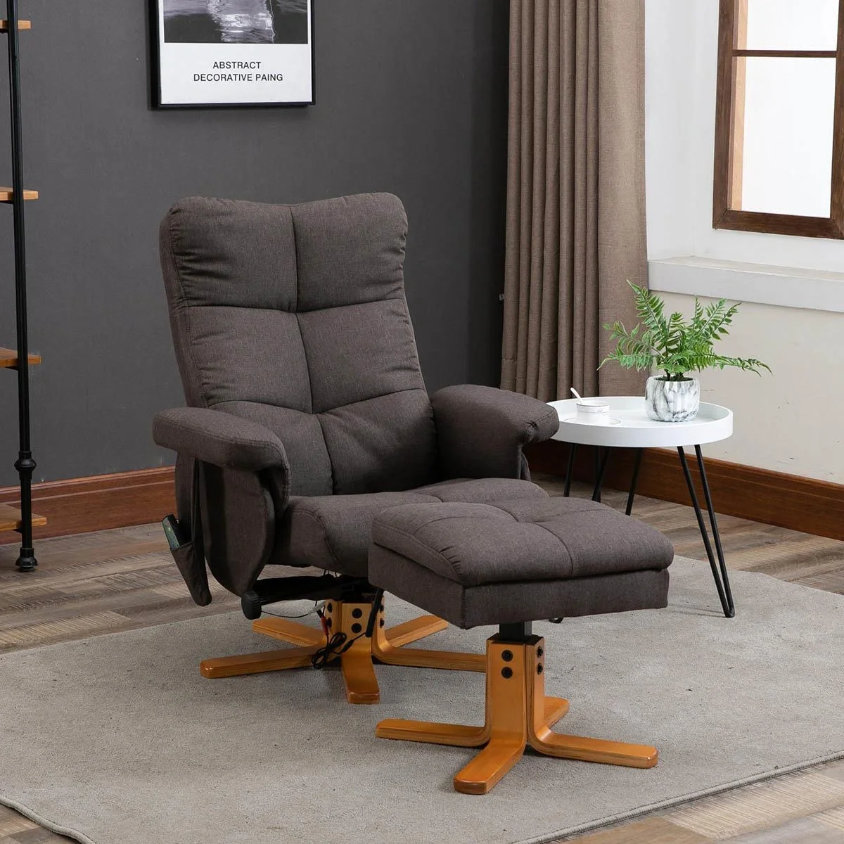 Massagesessel mit Fußhocker Relaxsessel Fernsehsessel TV Sessel 145°-Neigung Polyester Braun 80 x 86 x 99 cm - 5