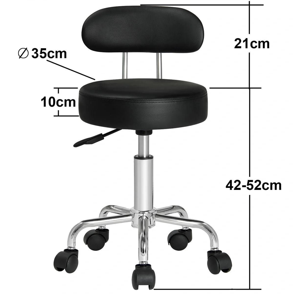 Rollhocker schwarz mit Rückenlehne - 3