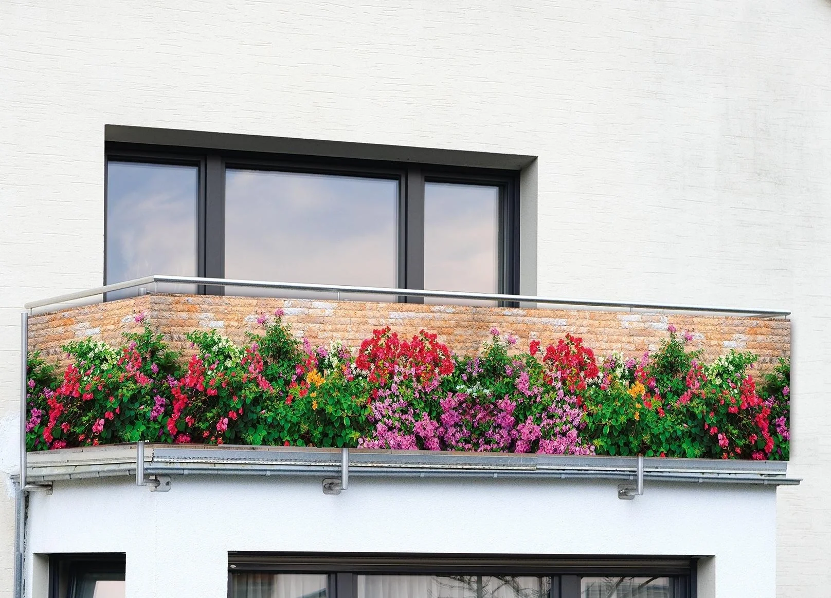 Balkon Sichtschutz "Mauer-Blumen" - 2