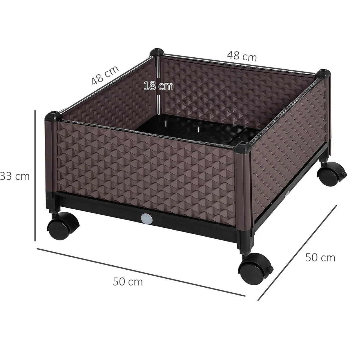 Hochbeet auf Rädern - mit Drainagelöchern - 50 x 50 x 33 cm - 6