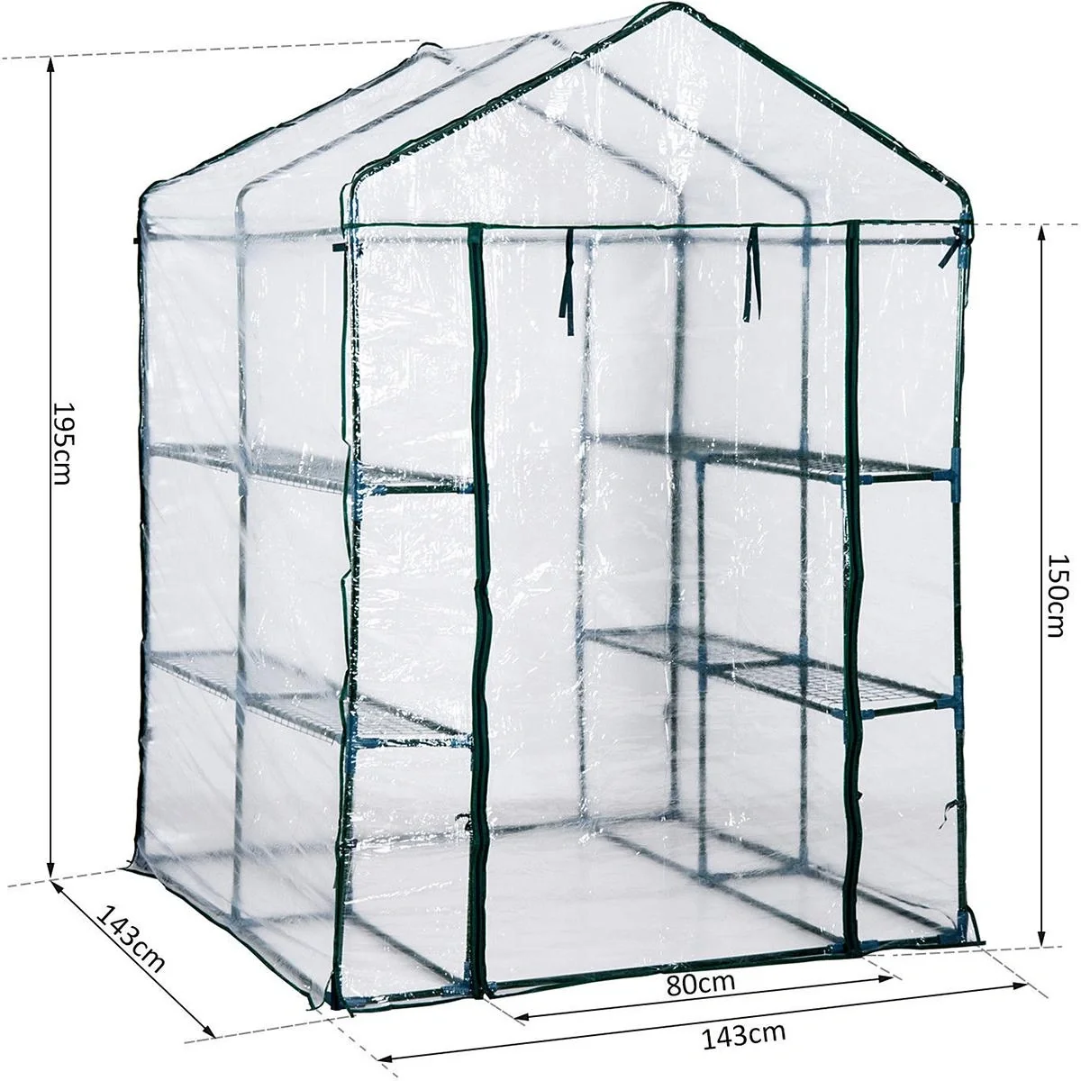 Gewächshaus mit Ablagen transparent/dunkelgrün - 2