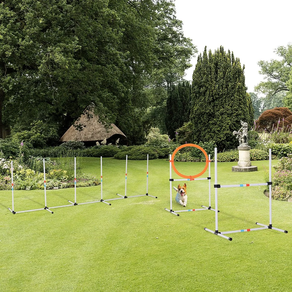 3-tlg. Hunde Agility Set Training für Haustiere Hundetrainigsset Inklusive Tasche Leicht zu tragen Kunststoff Weiß+Gelb - 4