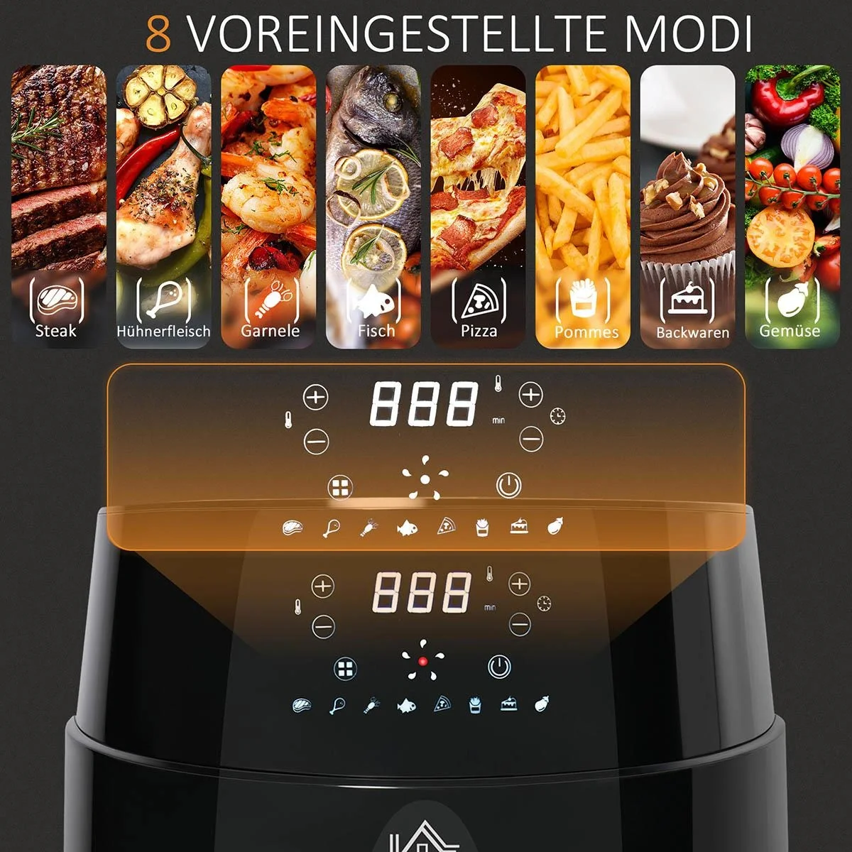 Heißluftfritteuse ohne Öl 4,5 L 1500W Airfryer mit 8 voreingestellte Modi LED-Display Antihaftbeschichteter Korb für ges - 6