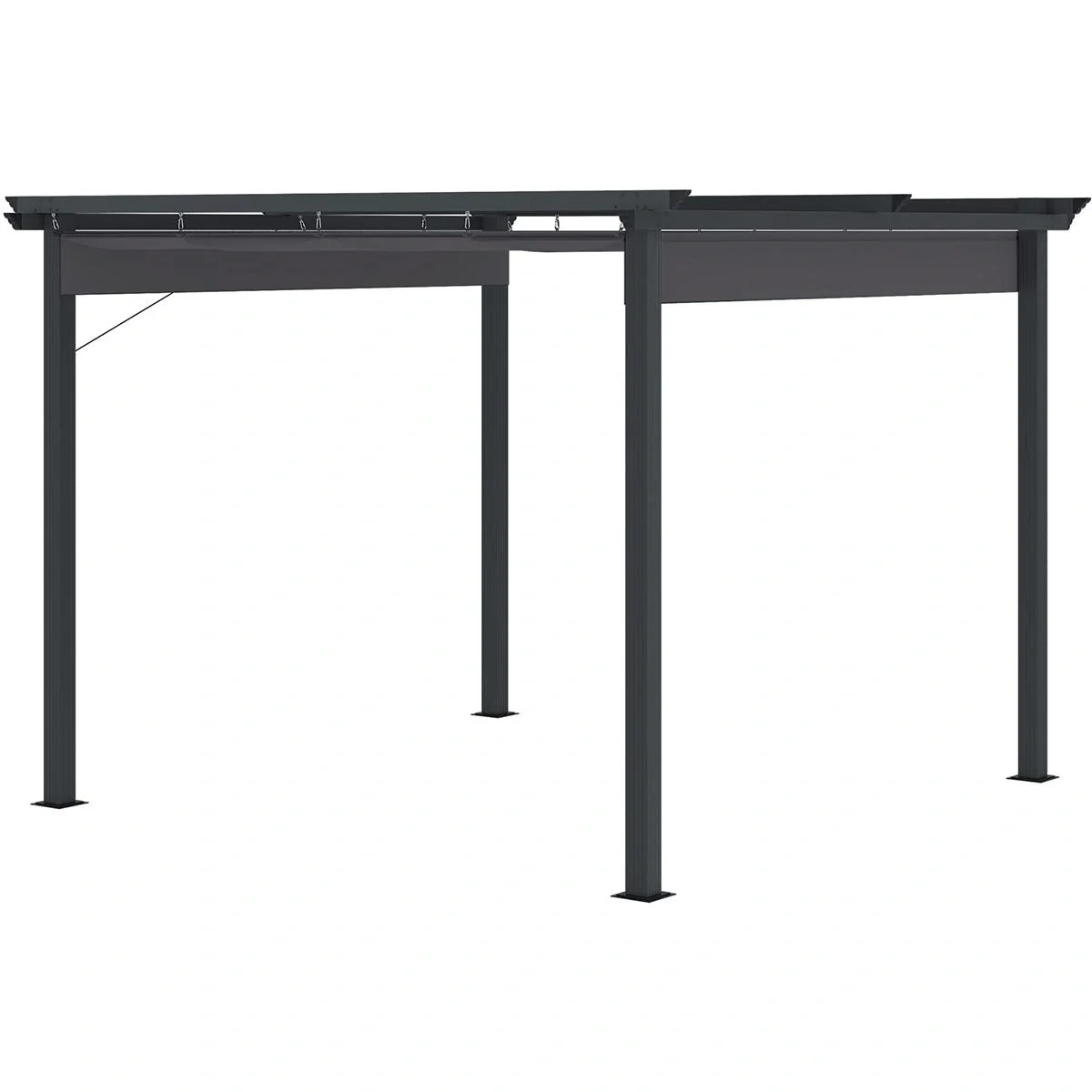 Pergola mit verstellbarer Markise Aluminium Grau+Schwarz 3 x 3 m - 6