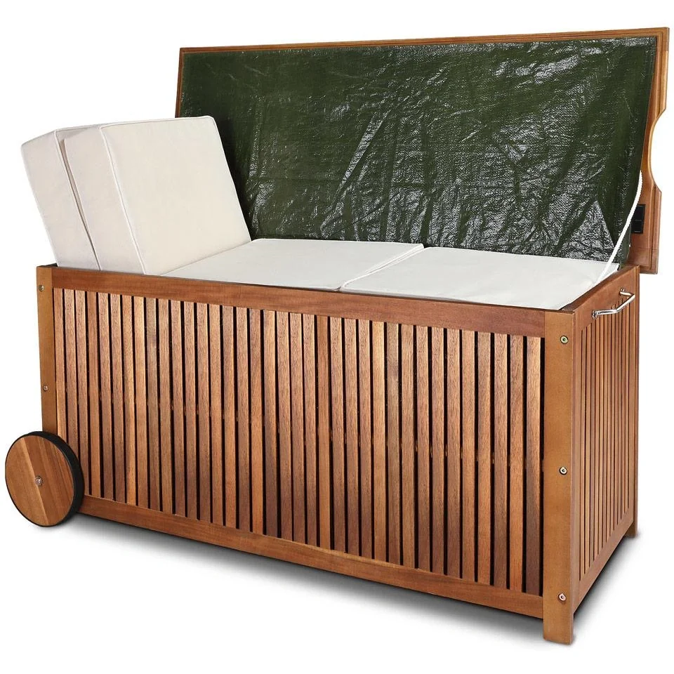 Stützkasten / Kissenkasten Akazienholz 117x52x58,5cm inkl. Innensegel - 6