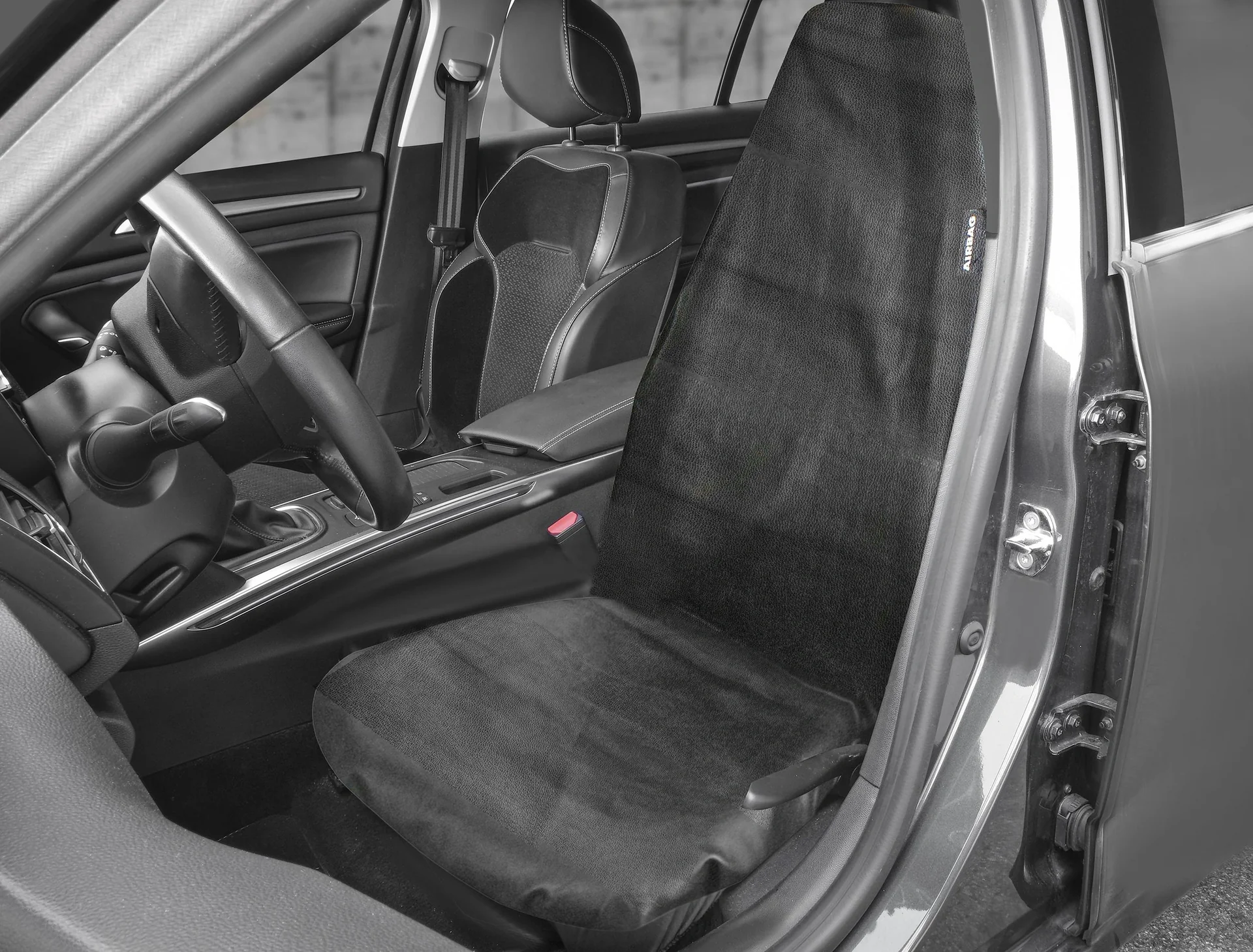 Sitzschoner Kunstleder, schwarz - 1