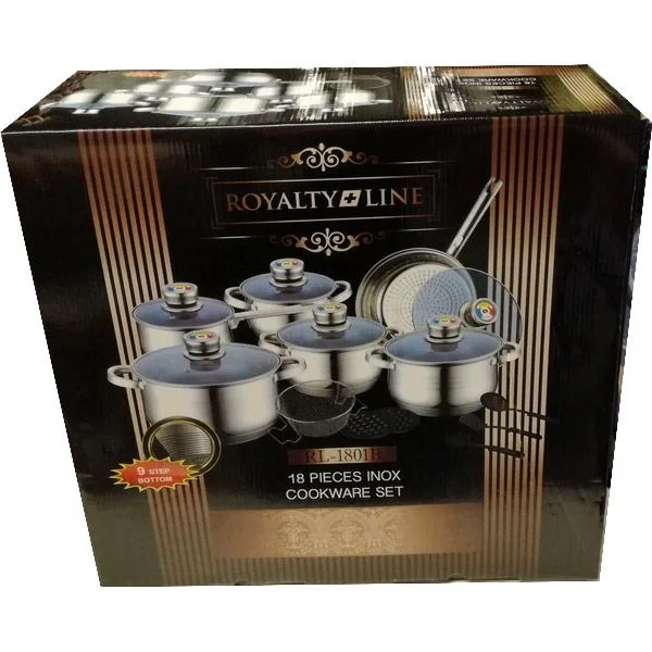 18-teiliges Kochset aus Edelstahl mit Metalldeckeln - 3