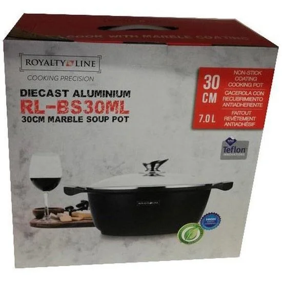 Suppenauflauf aus Marmor - Mit Glasdeckel schwarz - 30 CM - 4