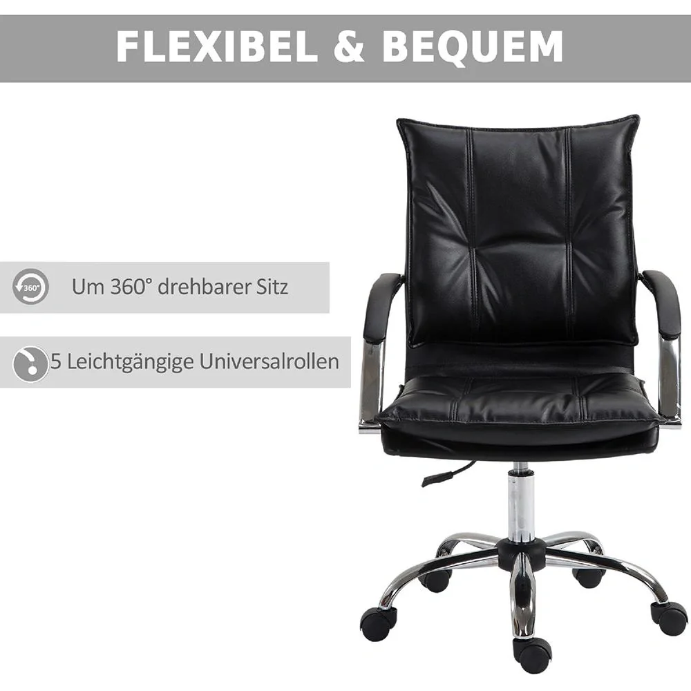 Bürostuhl Drehstuhl höhenverstellbar rollbar ergonomisch PU schwarz 64 x 57 x (91 101) cm - 8