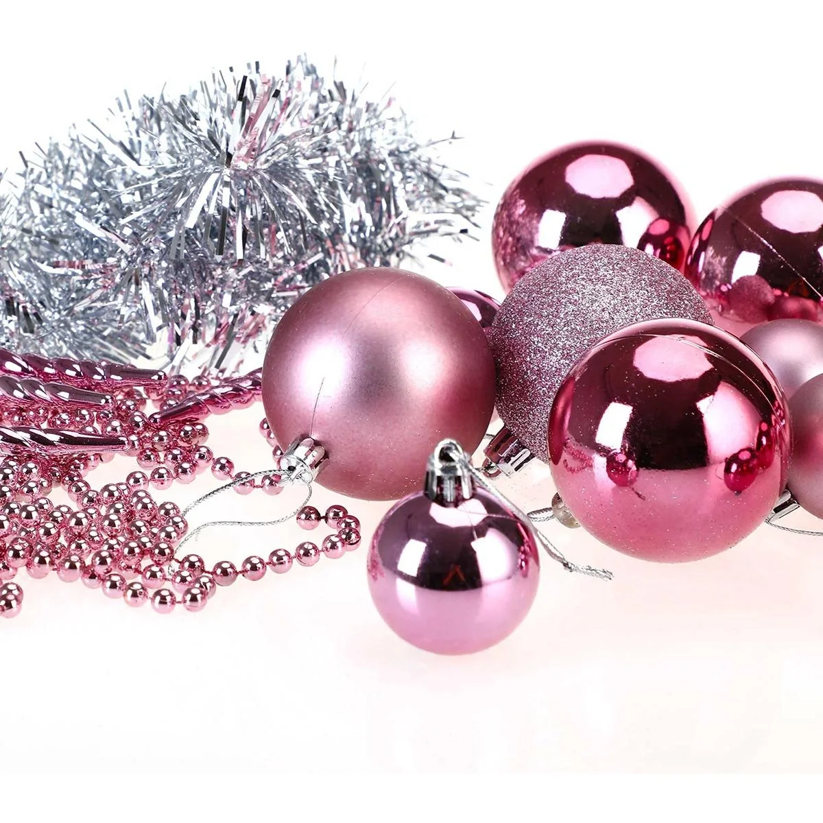 Weihnachtskugeln - Christbaumschmuck - Rosa 77 Stk. - 4