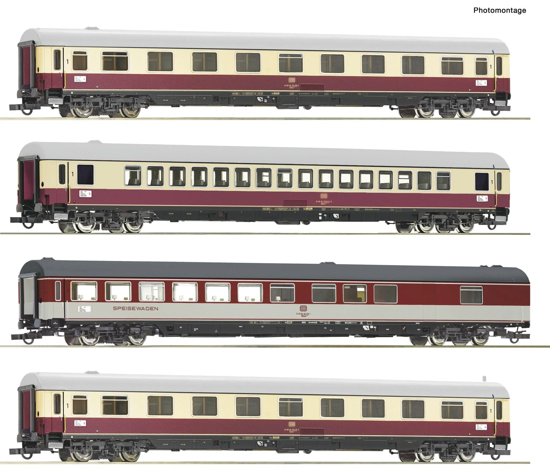 Wagenset mit vier Schnellzugwagen für den Trans-Europ-Express  Saphir  der Deutschen Bundesbahn - 1