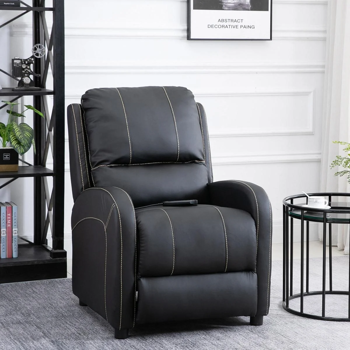 Massagesessel mit Fußstütze und Heizfunktion Relaxsessel Schwarz 70 x 93 x 100 cm - 4
