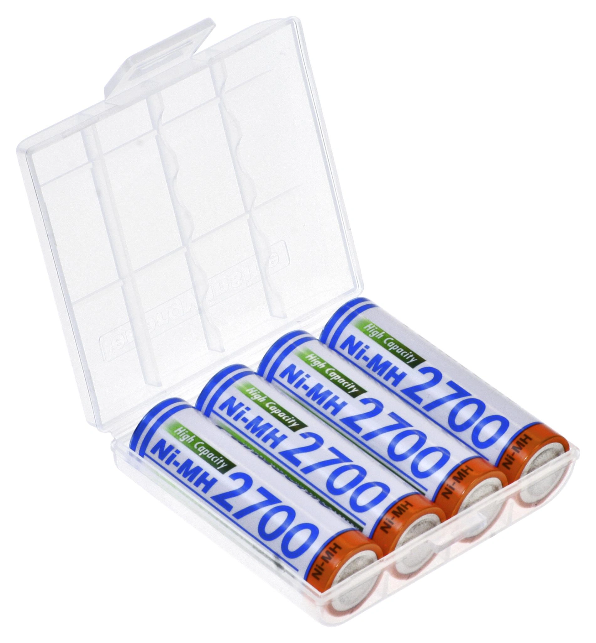 NiMH Mignon (AA) Akkus mit 2700mAh - 4 Stück mit Akkubox - 2