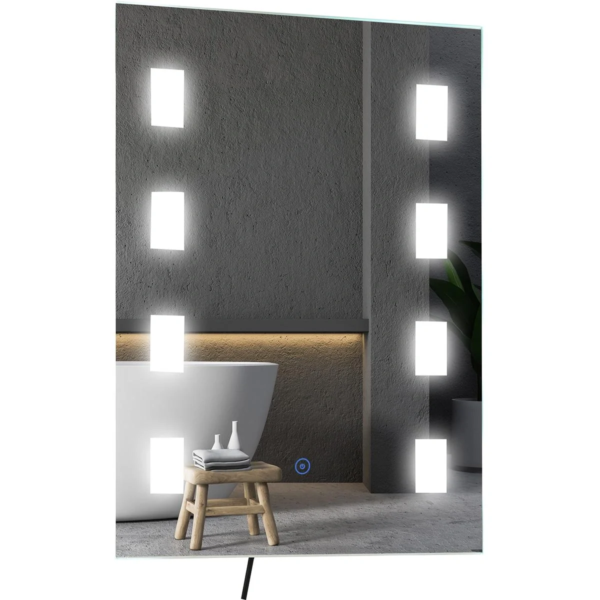Lichtspiegel LED Spiegel Anti-Beschlag Badspiegel Badezimmerspiegel Wandspiegel mit Berührungsschalter Silber 70 x 50 x - 3