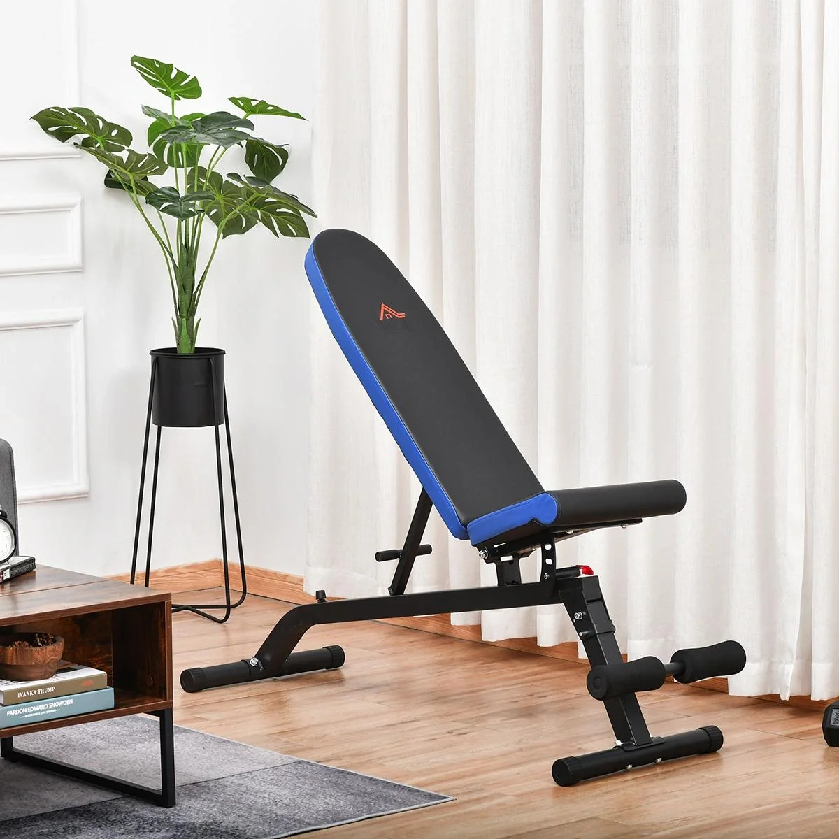Sit Up Bank Bauchtrainer mit Trainingsseile Trainingsbank für Zuhause Fitnessstudio Multifunktion Verstellbar&klappbar 1 - 4