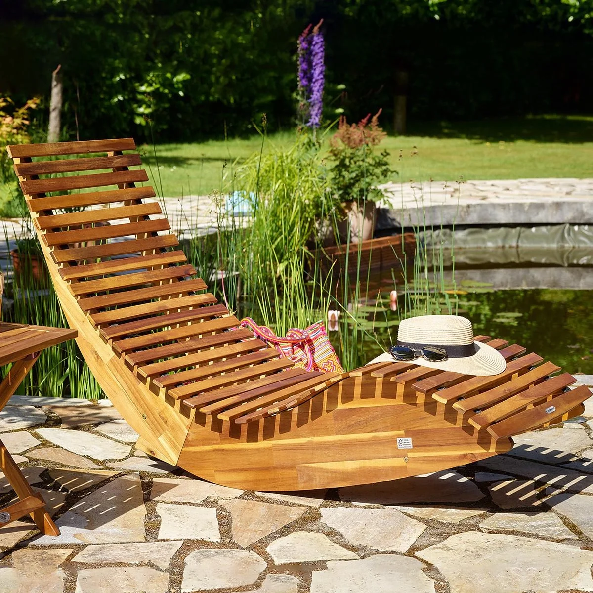 Ergonomische bequeme Schaukelliege für den Garten - Akazienholz FSC zertifiziert - 2 Stück - 150x60x93cm - 10