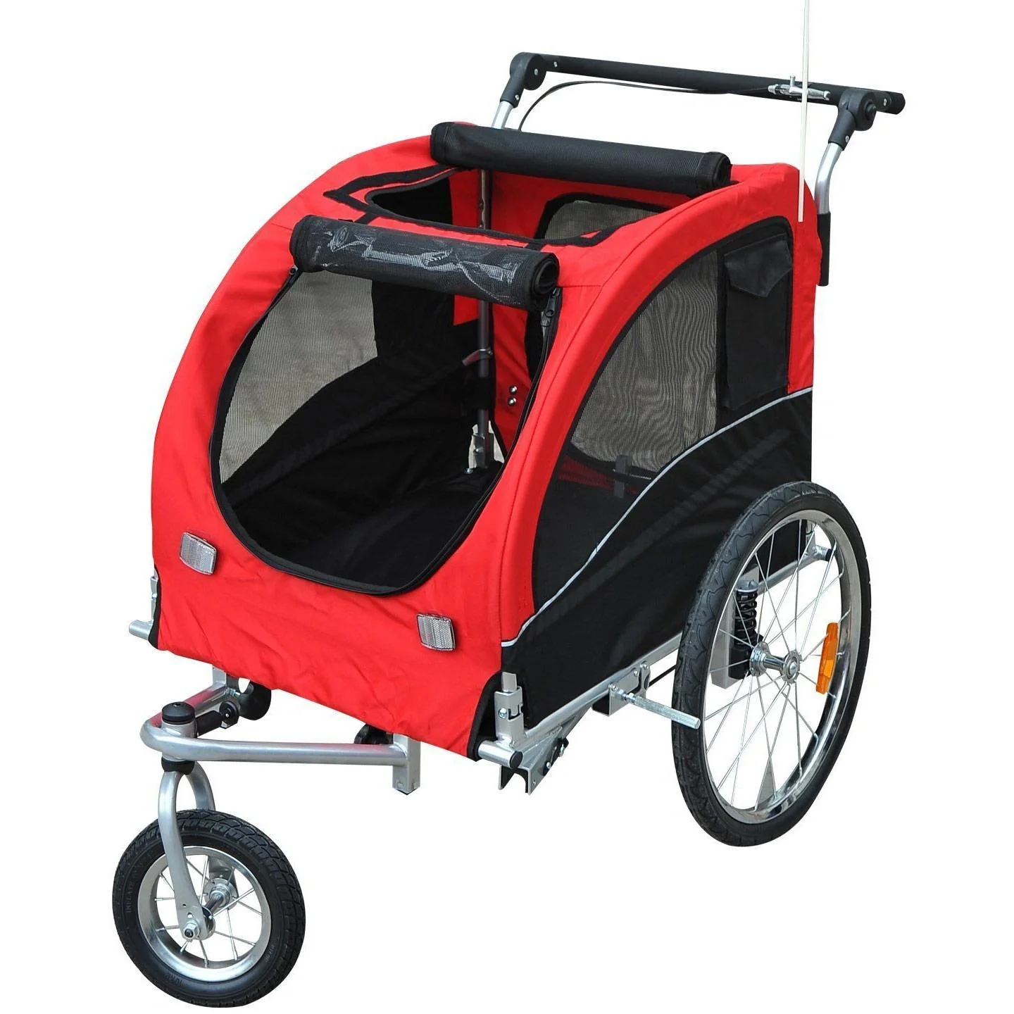 Hundeanhänger Fahrradanhänger Jogger rot-schwarz - 6