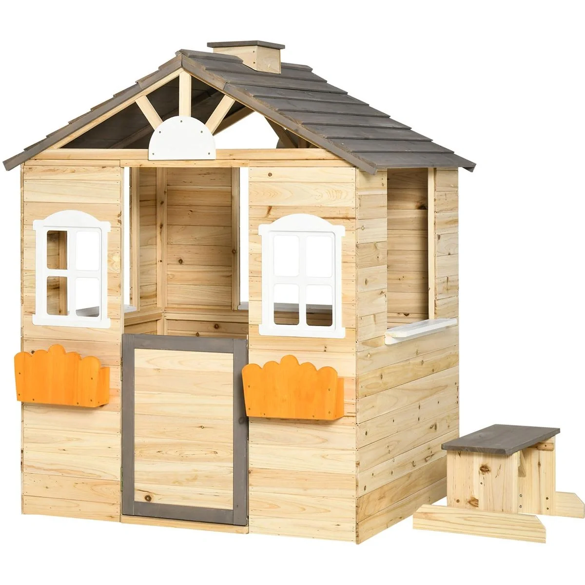 Spielhaus - Kinder 3-7 Jahre - Kiefernholz - 113 x 94 x 134,5 cm - 4