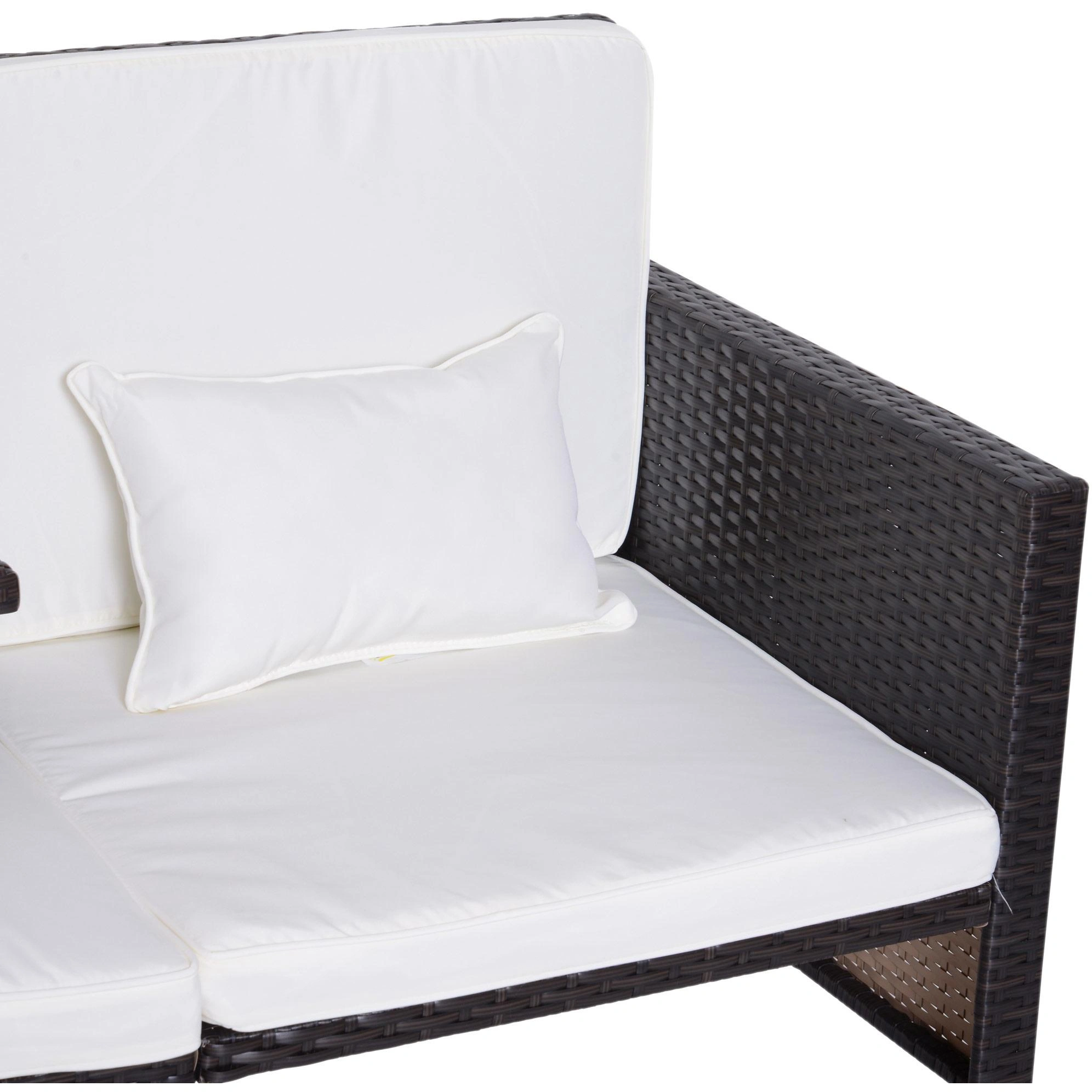 3-tlg, Gartenmöbel Gartensofa Lounge Gartenset Sitzgruppe Rattenmöbel Braun Polyrattan + Metall - 7