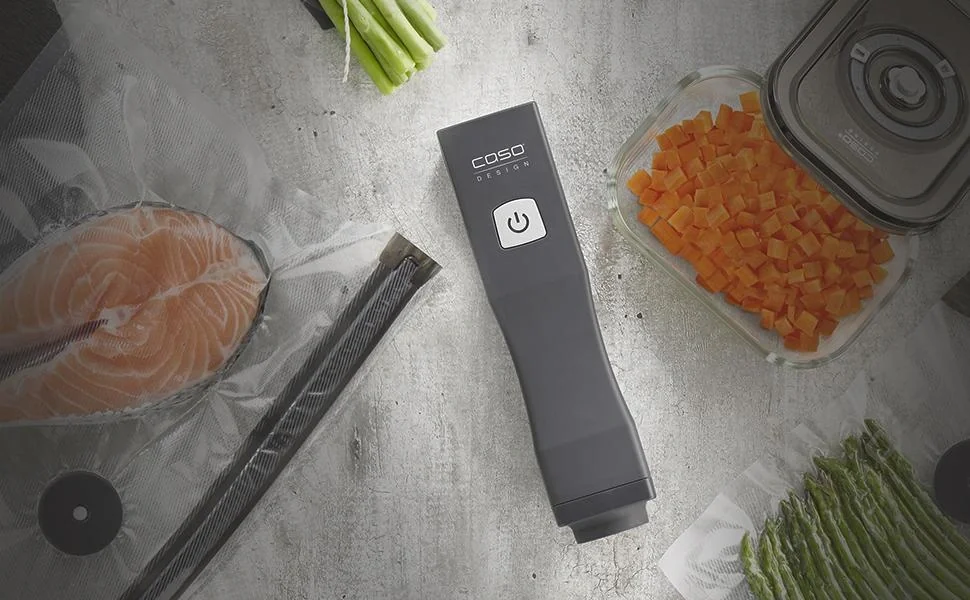 Hand-Vakuumierer OneTouch Eco-Set - Vakuumierer inkl. 3 Glas Vakuumbehälter + 10 Zip-Beutel - 7