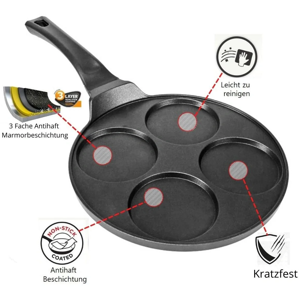 Pfannkuchenpfanne für 4 Pfannkuchen - 26cm - 3