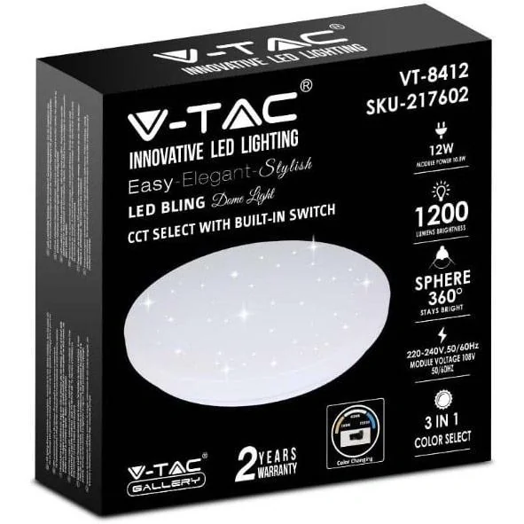 VT-8412-S LED-Deckenleuchte mit Sternabdeckung - 12W - 1200 Lumen - 10