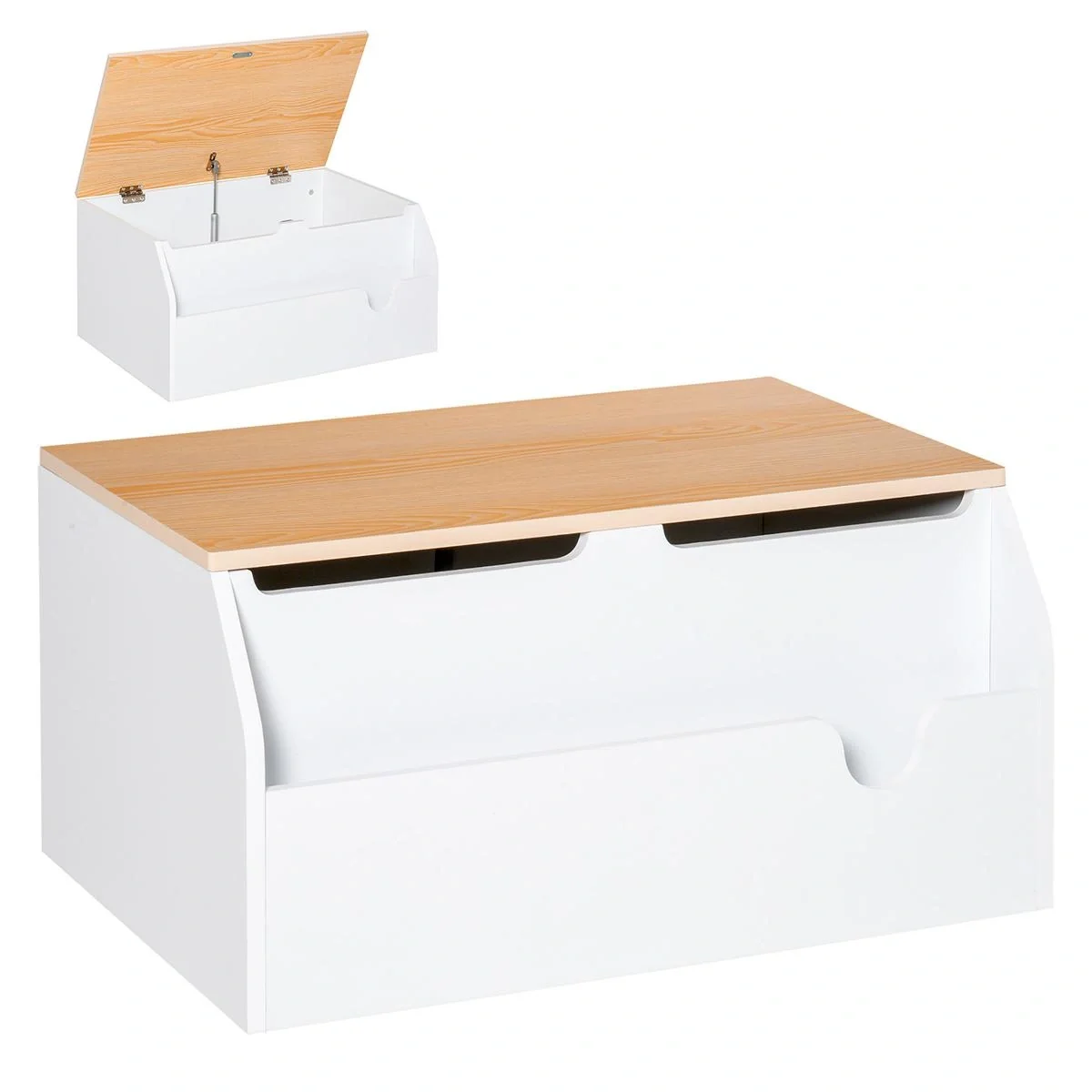 Kindersitzbank mit Stauraum 2-in-1 Truhenbank Spielzeugkiste Aufbewahrungstruhe 3-8 Jahre Kindermöbel Weiß 58 x 43 x 30 - 4