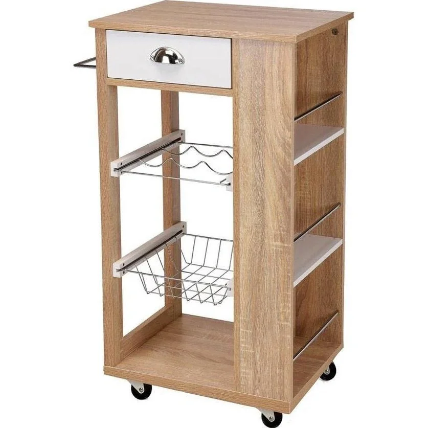 Küchenwagen - 37 x 48 x 86cm - Holz/Weiß - 2